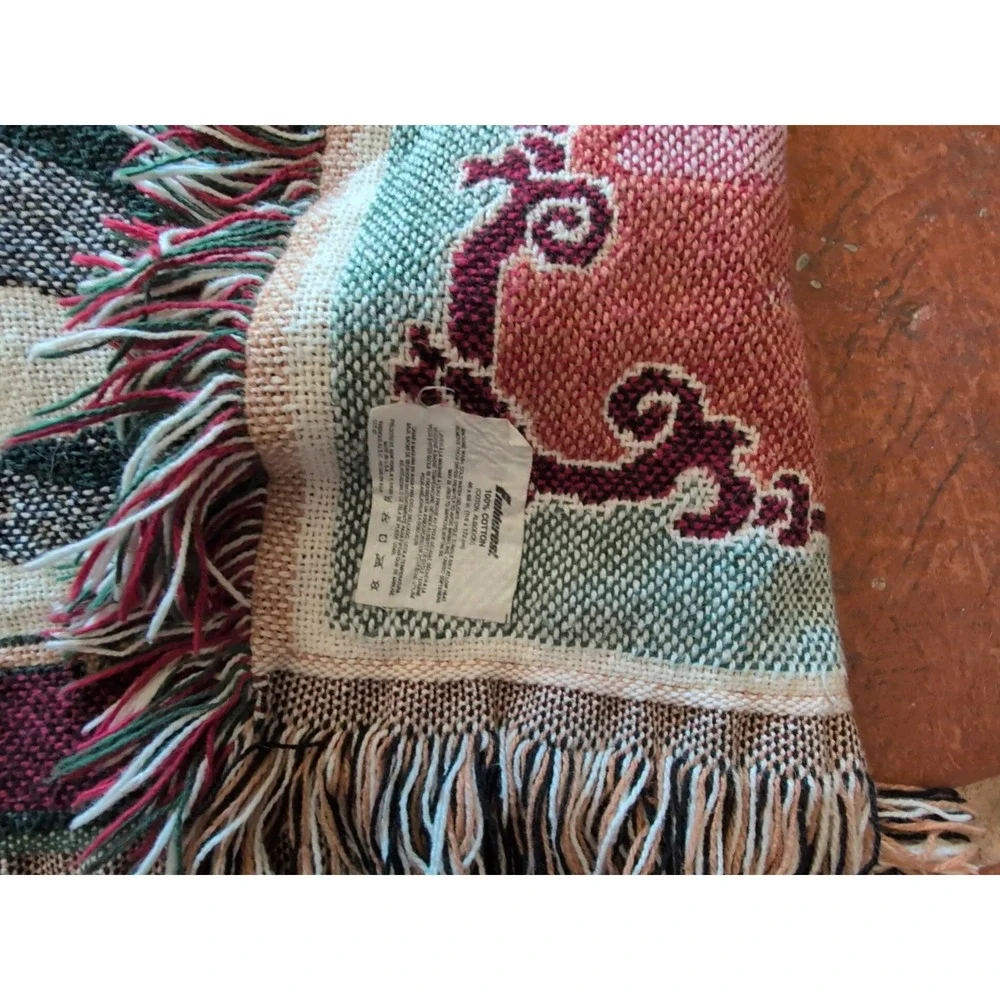 Fieldcrest Antique Toy Shop Throw Blanket Holiday Christmas Santa Tapestry